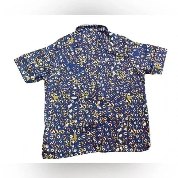 SATIN CAMP SHIRT IN BLUE DAZZLE ZOE DOT Size Large - Picture 7 of 11